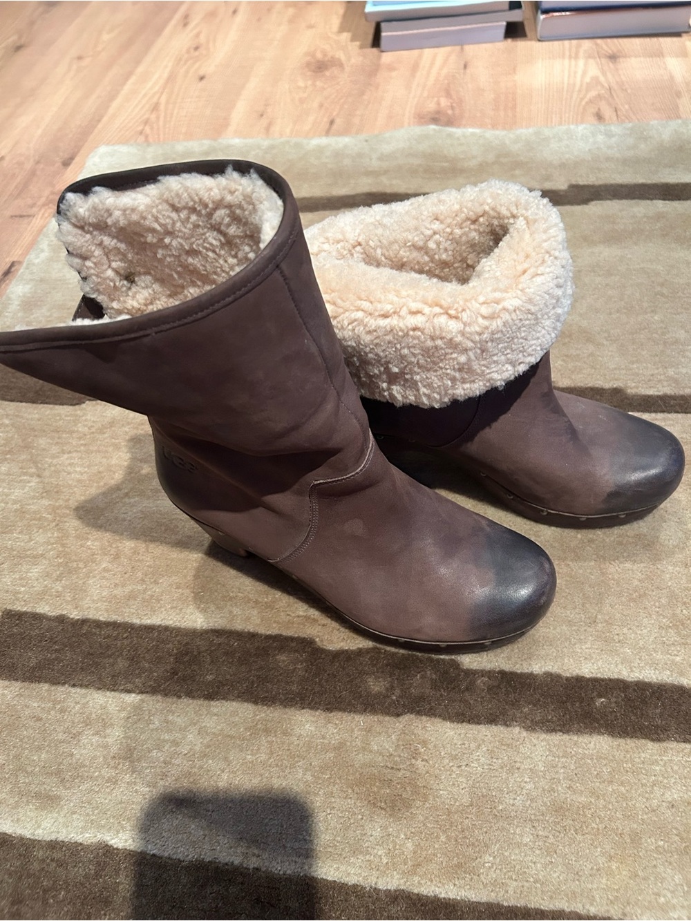 UGG Vintage Brown Shearling-Lined Womens Winter Boots